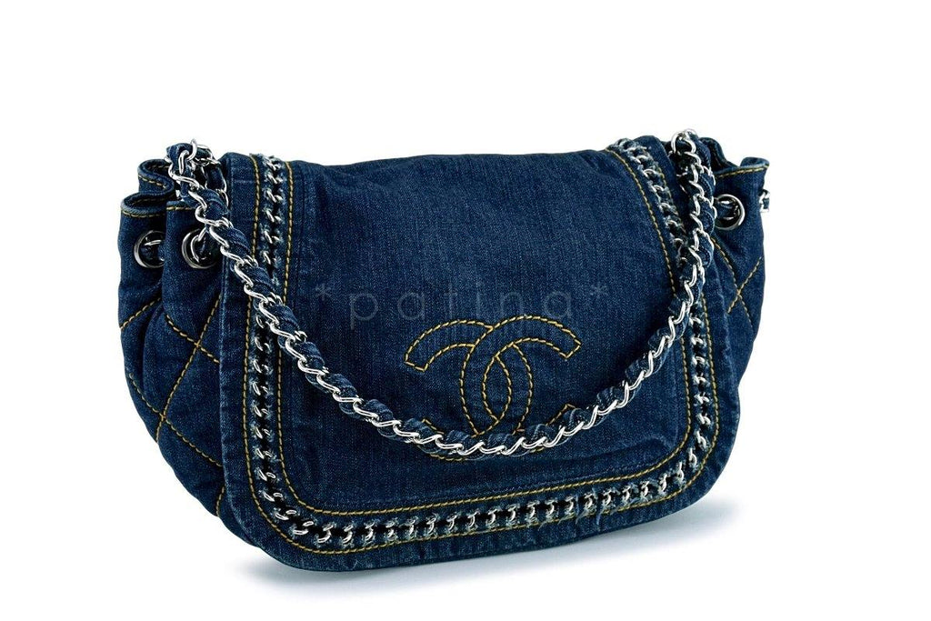 Chanel Denim Blue Luxury Ligne Flap Bag SHW RNJ