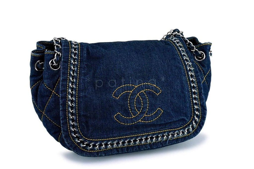 Chanel Denim Blue Luxury Ligne Flap Bag SHW RNJ