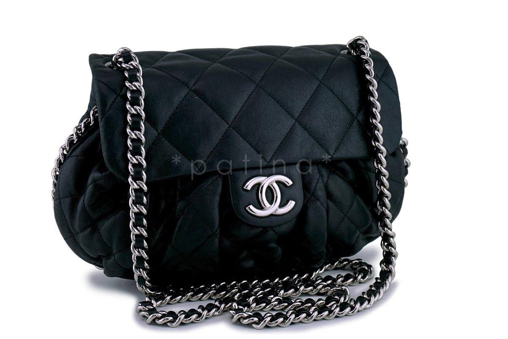 Chanel Black Medium Chain Around Rounded Classic Cross Body Flap Bag