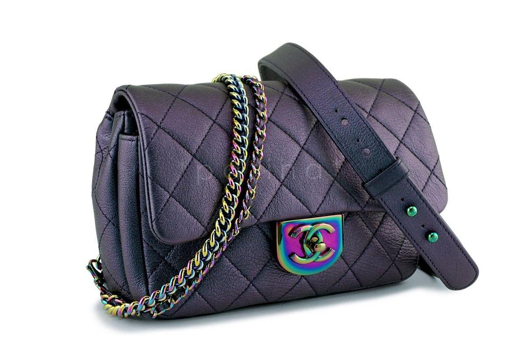 16C Chanel Purple Iridescent Purple Double Carry Classic Flap Bag