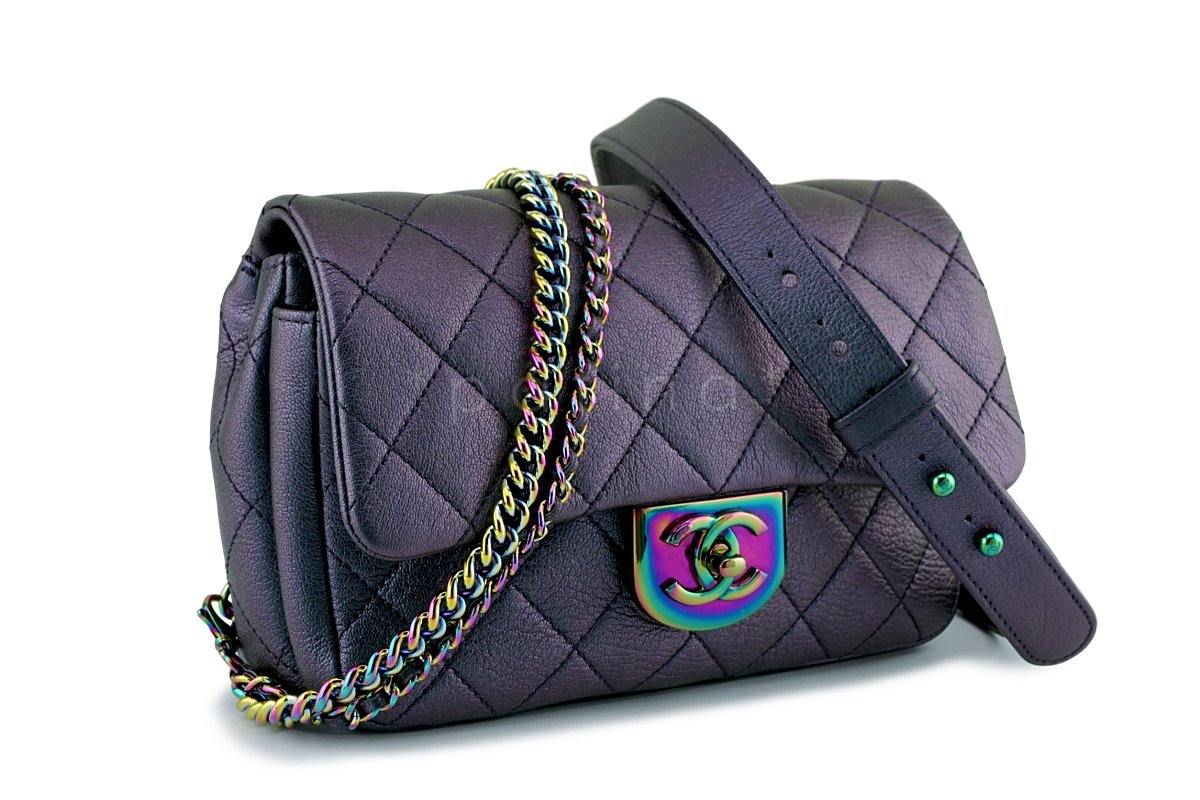 16C Chanel Purple Iridescent Purple Double Carry Classic Flap Bag