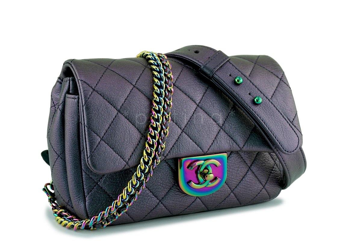 16C Chanel Purple Iridescent Purple Double Carry Classic Flap Bag