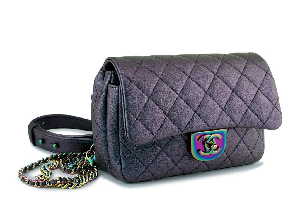 16C Chanel Purple Iridescent Purple Double Carry Classic Flap Bag