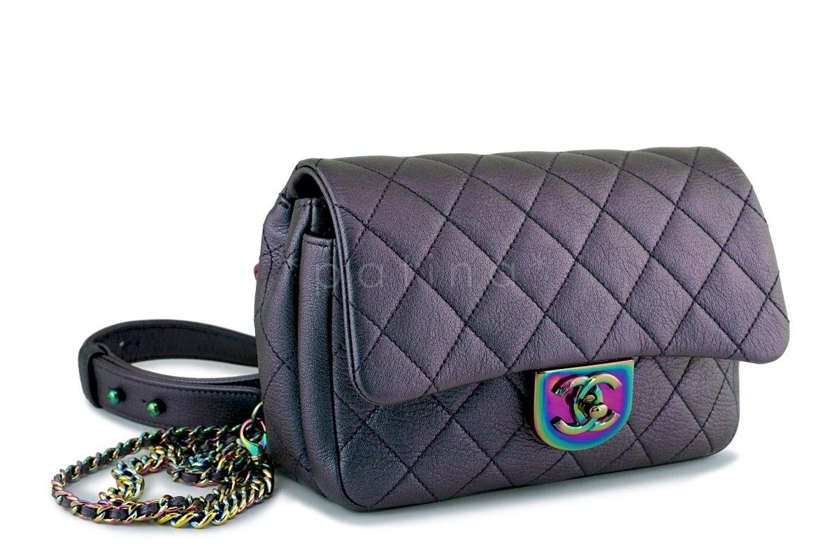 16C Chanel Purple Iridescent Purple Double Carry Classic Flap Bag