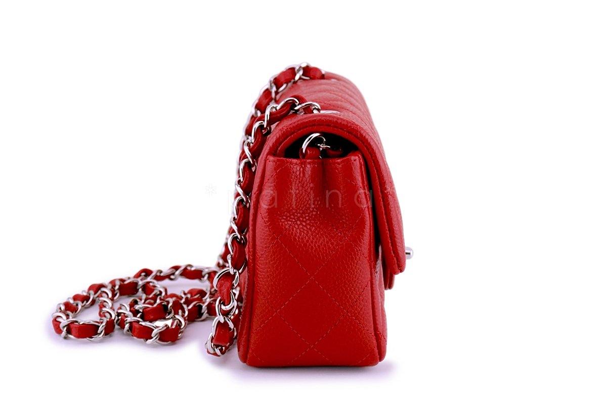 Chanel Red Caviar Classic Quilted Rectangular Mini 2.55 Flap Bag