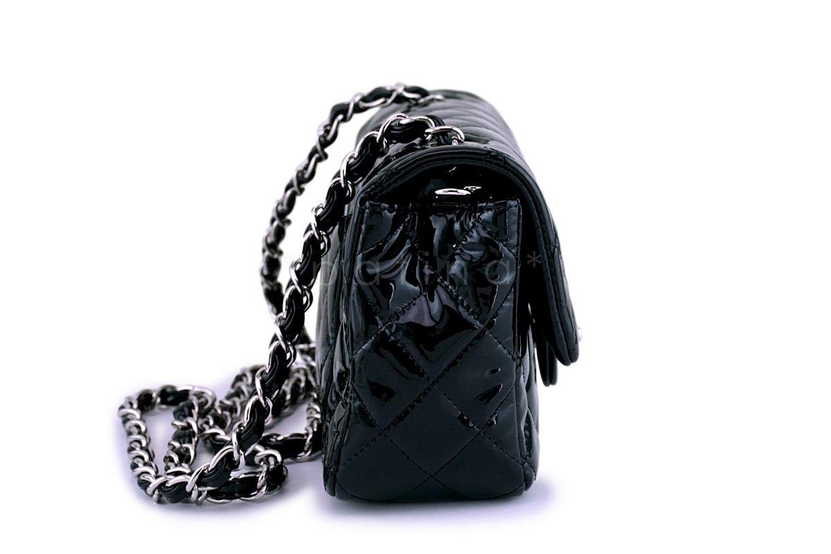 Chanel Black Patent Classic Quilted Rectangular Mini 2.55 Flap Bag
