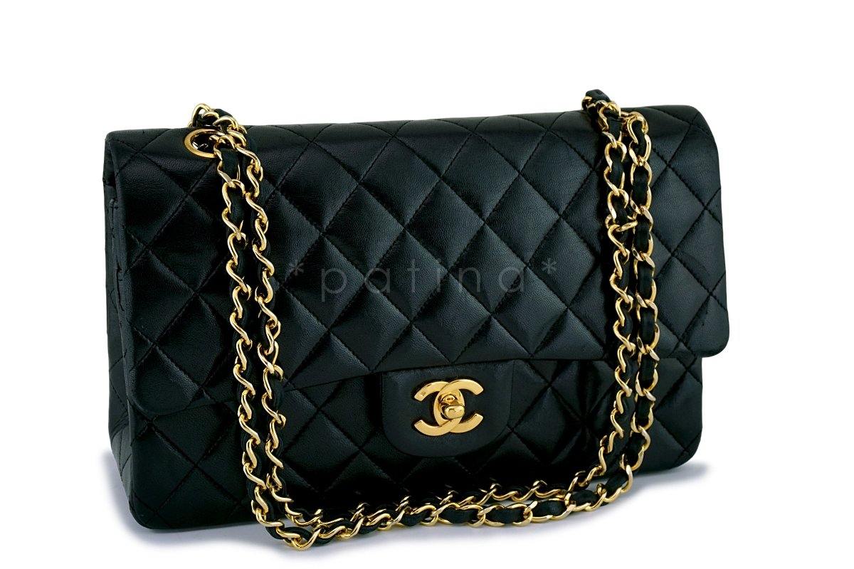 Chanel Black Medium Lambskin Classic Double Flap Bag 24k GHW