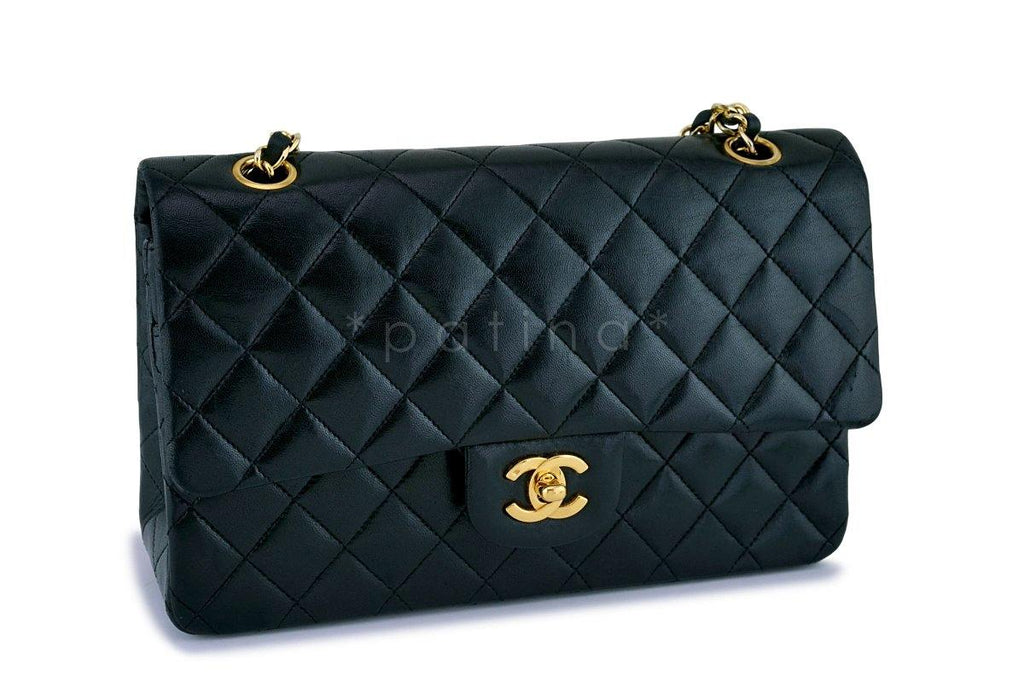 Chanel Black Medium Lambskin Classic Double Flap Bag 24k GHW
