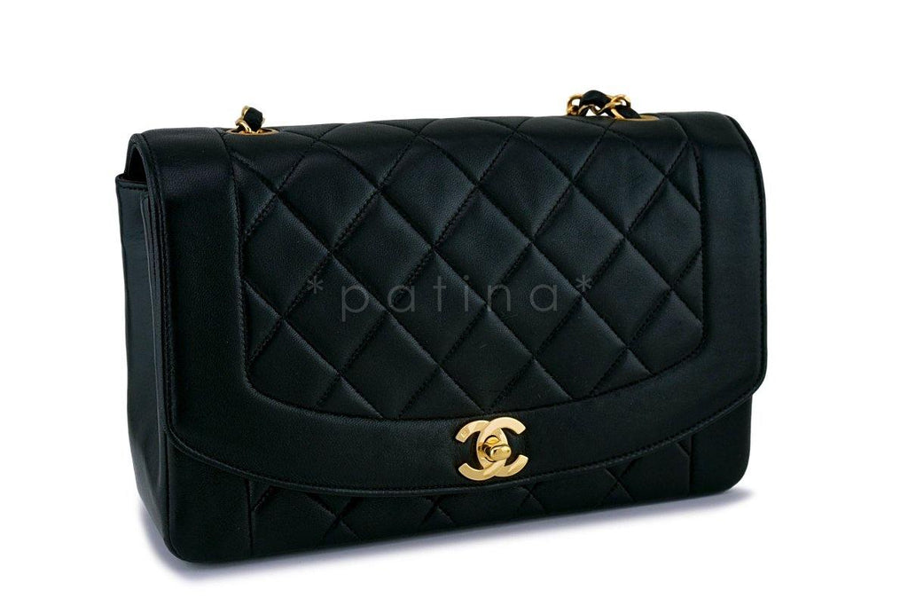 Chanel Black Vintage Quilted Classic "Diana" Shoulder Flap Bag 24k GHW