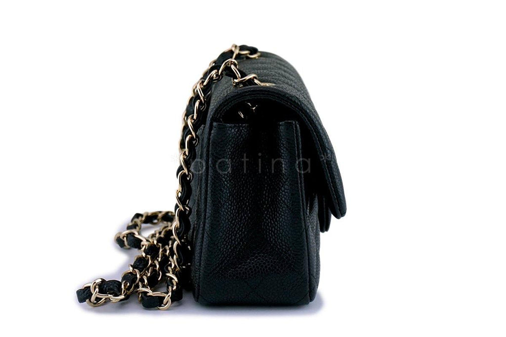 NWT 18S Chanel Black Caviar Classic  Rectangular Mini 2.55 Flap Bag GHW
