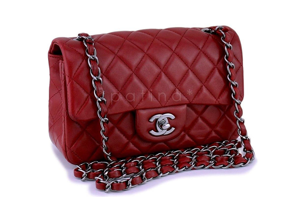 Chanel Dark Red Classic Quilted Rectangular Mini 2.55 Flap Bag