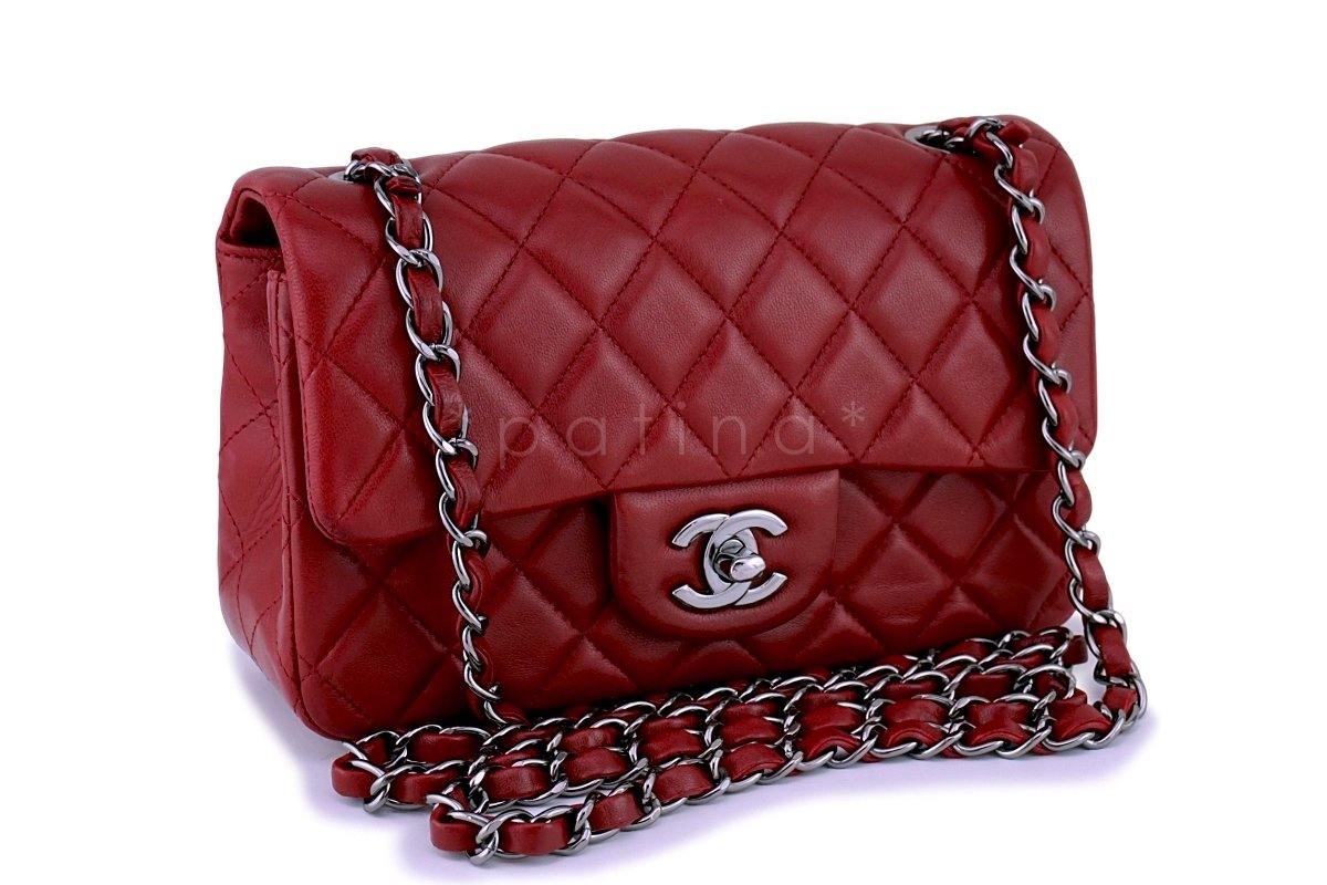 Chanel Dark Red Classic Quilted Rectangular Mini 2.55 Flap Bag