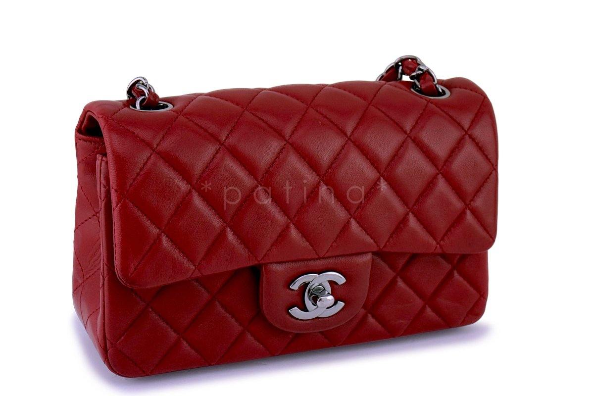 Chanel Dark Red Classic Quilted Rectangular Mini 2.55 Flap Bag