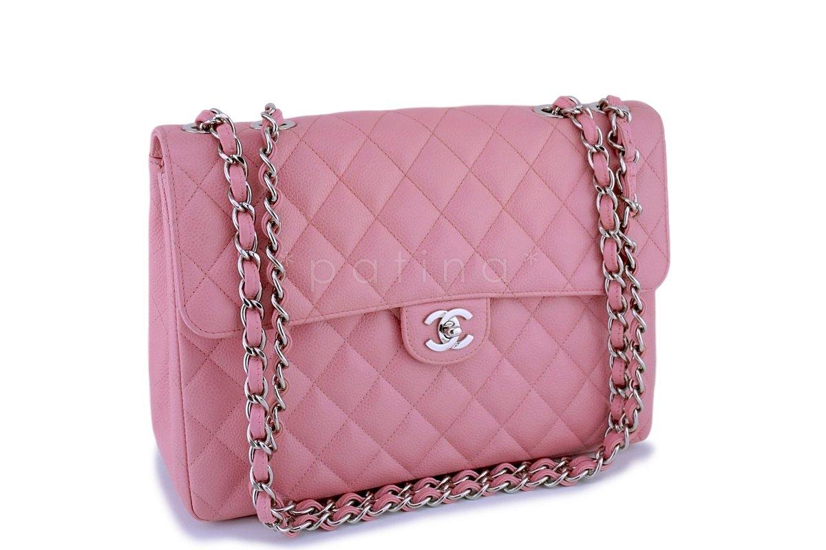 Chanel Pink Caviar Jumbo Quilted Classic 2.55 Flap Bag SHW