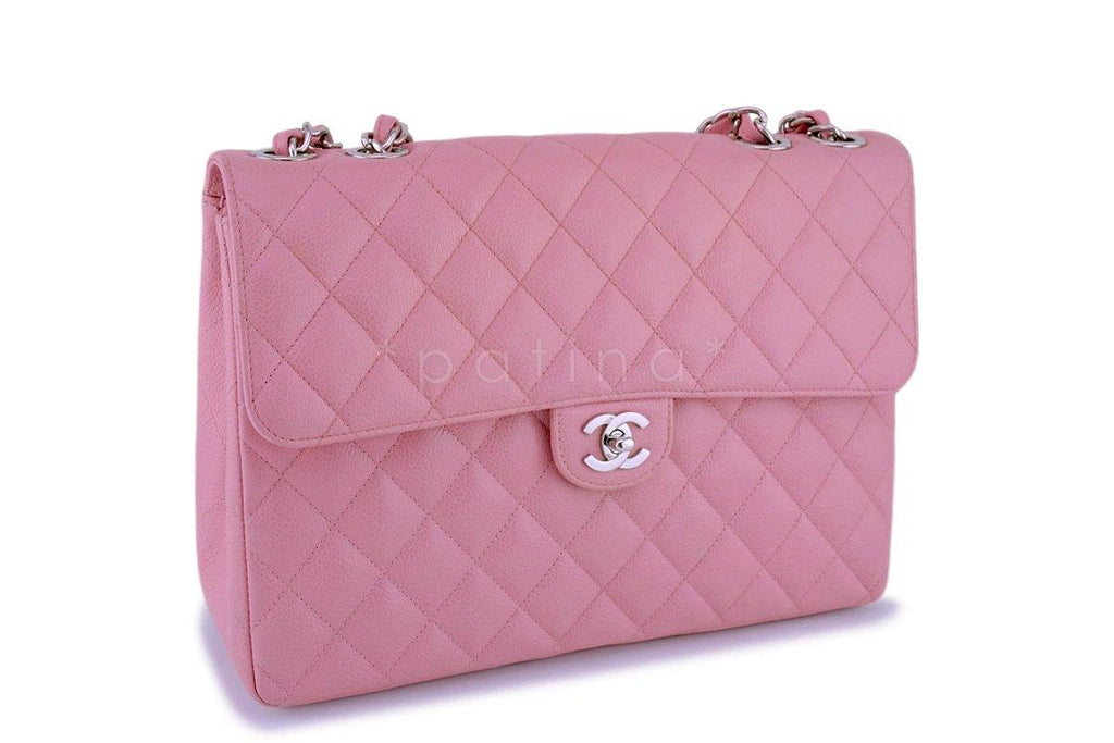 Chanel Pink Caviar Jumbo Quilted Classic 2.55 Flap Bag SHW