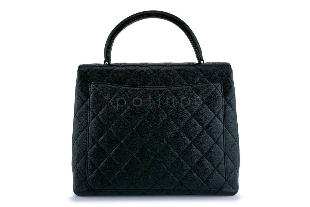 Chanel Black Large Caviar Classic Quilted Kelly Flap Bag SHW