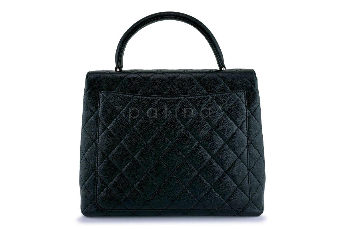 Chanel Black Large Caviar Classic Quilted Kelly Flap Bag SHW