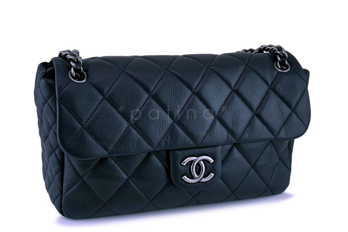 Chanel Black Caviar Jumbo-sized Quilted Flap Bag RHW