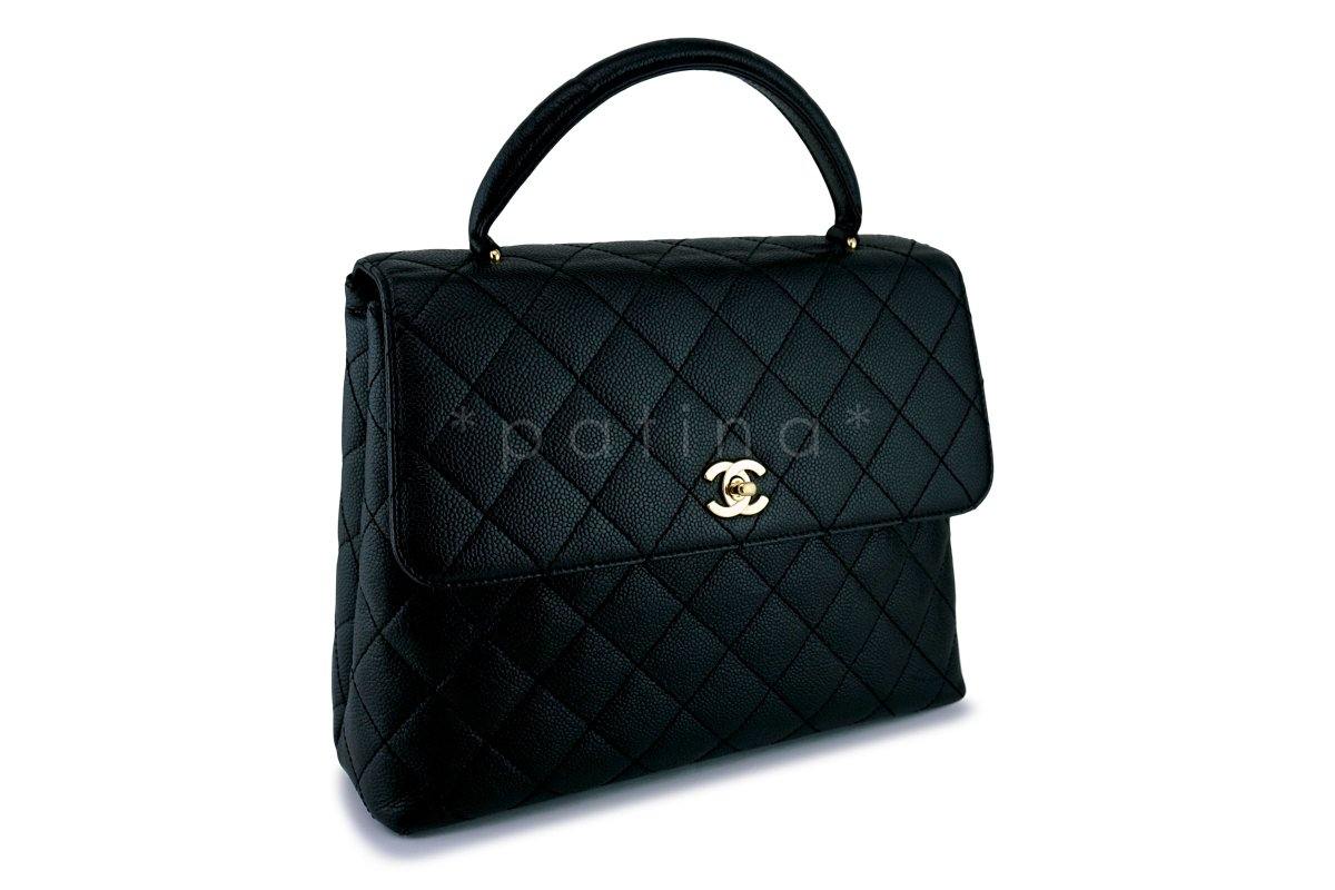 Chanel Black Caviar Classic Quilted Kelly Flap Bag 24k GHW