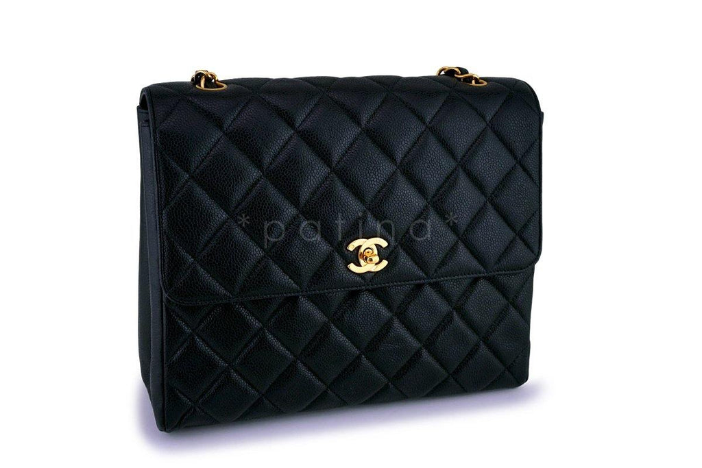 Chanel Vintage Caviar Classic Tall Medium Flap Bag 24k GHW