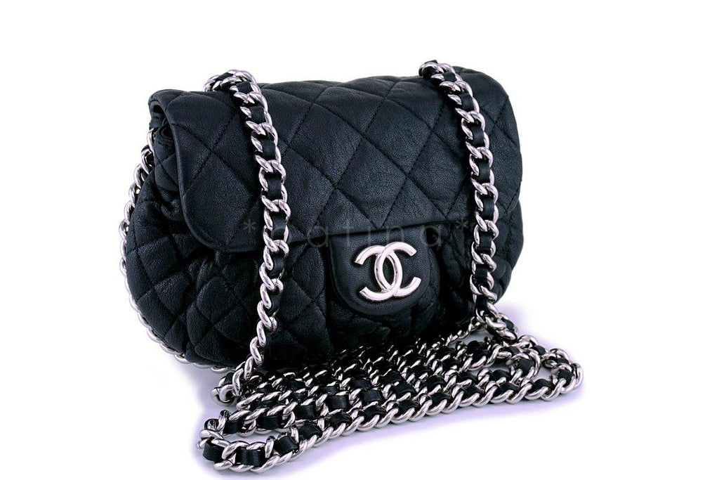 Chanel Black Mini/Small Chain Around Rounded Classic Cross Body Flap Bag SHW