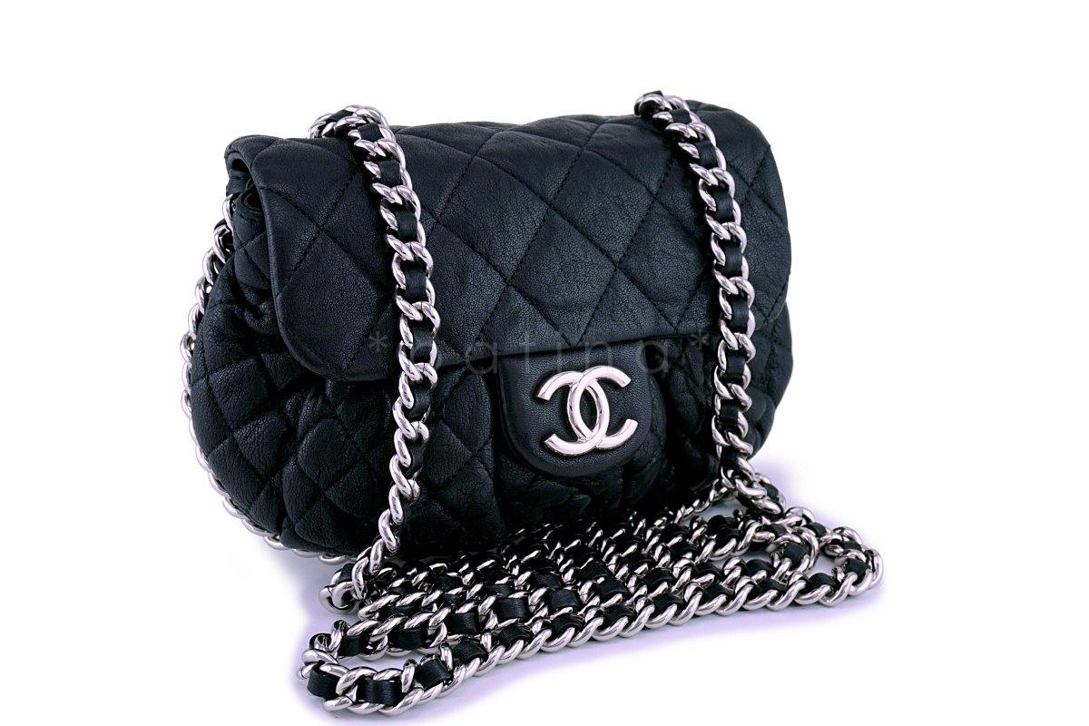 Chanel Black Mini/Small Chain Around Rounded Classic Cross Body Flap Bag SHW