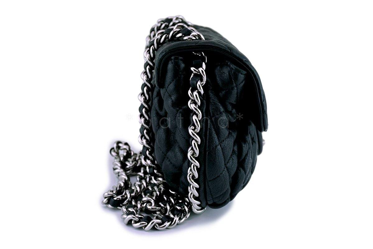 Chanel Black Mini/Small Chain Around Rounded Classic Cross Body Flap Bag SHW