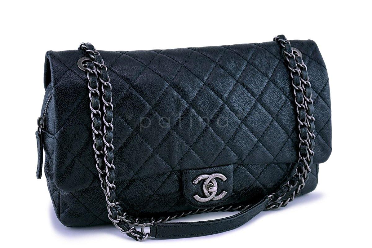 Chanel Black Caviar Jumbo-sized Classic Easy Flap Bag