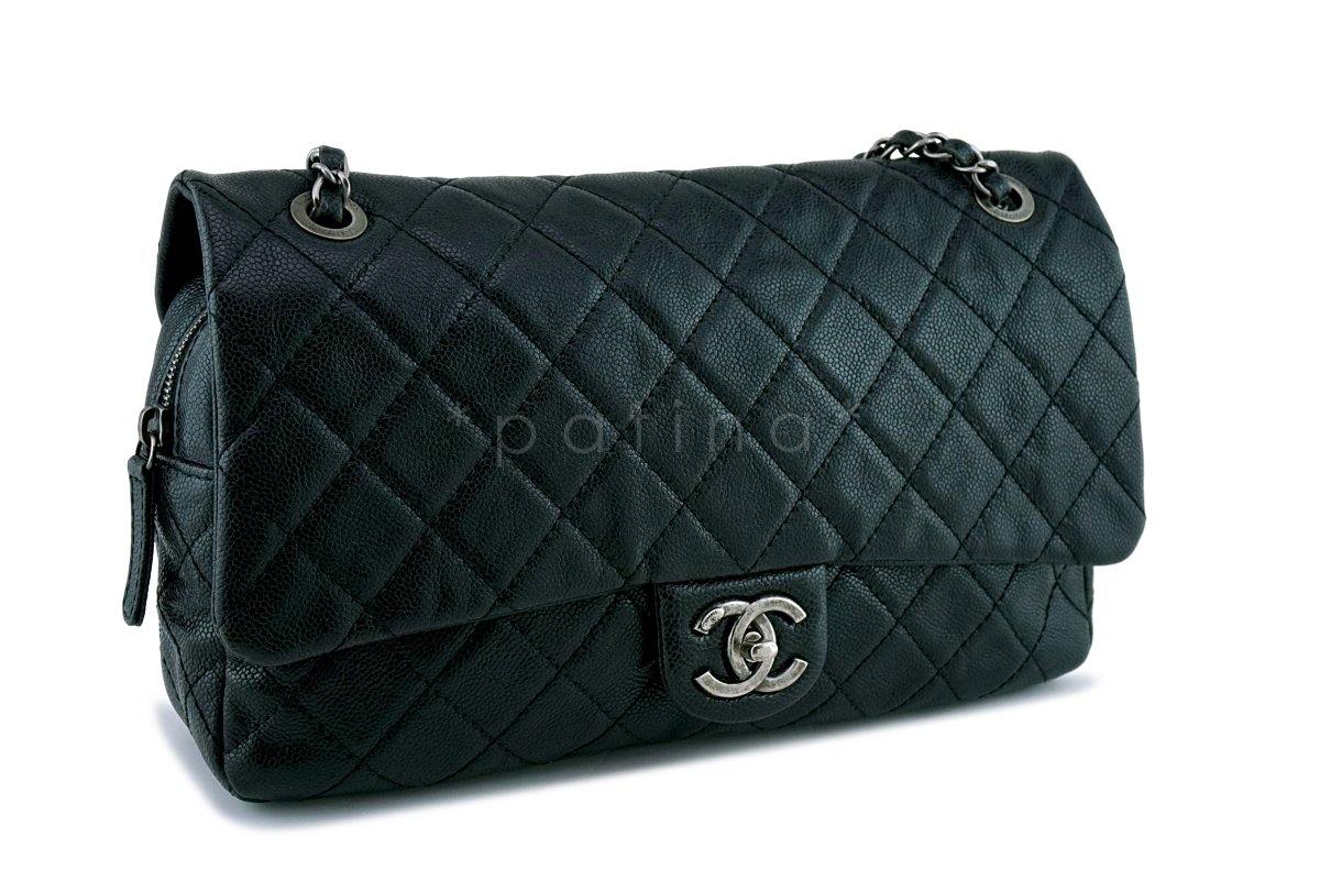 Chanel Black Caviar Jumbo-sized Classic Easy Flap Bag