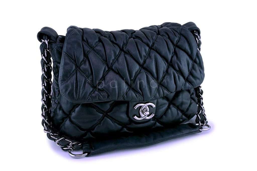 Chanel Gray-Black Jumbo Size Soft Bubble Quilt Flap Bag