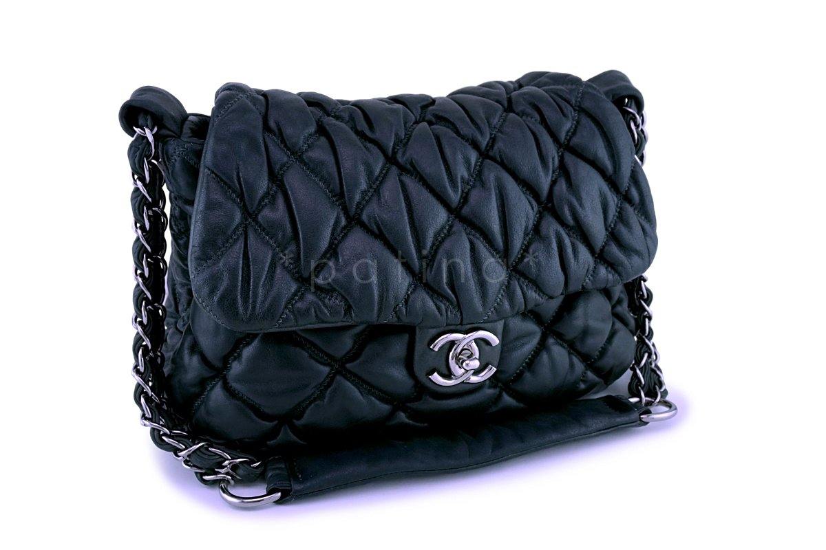 Chanel Gray-Black Jumbo Size Soft Bubble Quilt Flap Bag