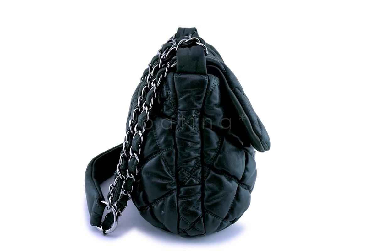 Chanel Gray-Black Jumbo Size Soft Bubble Quilt Flap Bag