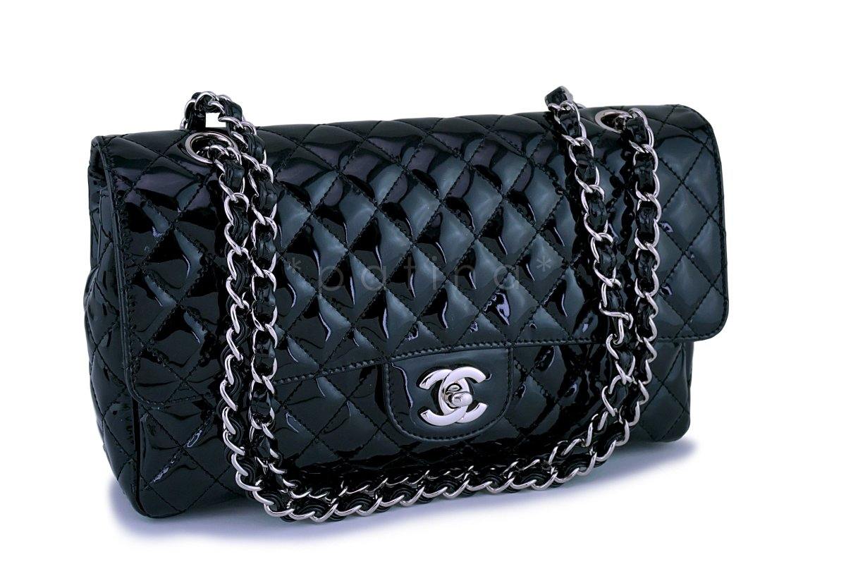 Chanel Black Patent Classic 2.55 Medium Flap Bag SHW