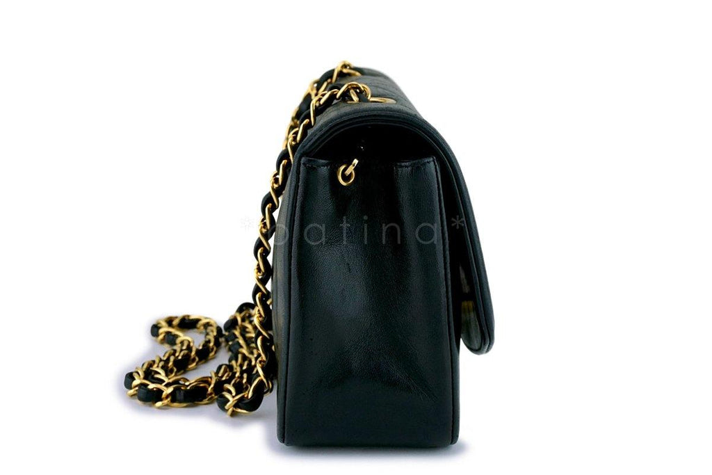 Chanel Vintage Black Lambskin Classic Diana Flap Bag 24k GHW