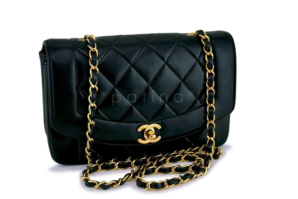 Chanel Vintage Black Small Diana Flap Bag 24k GHW