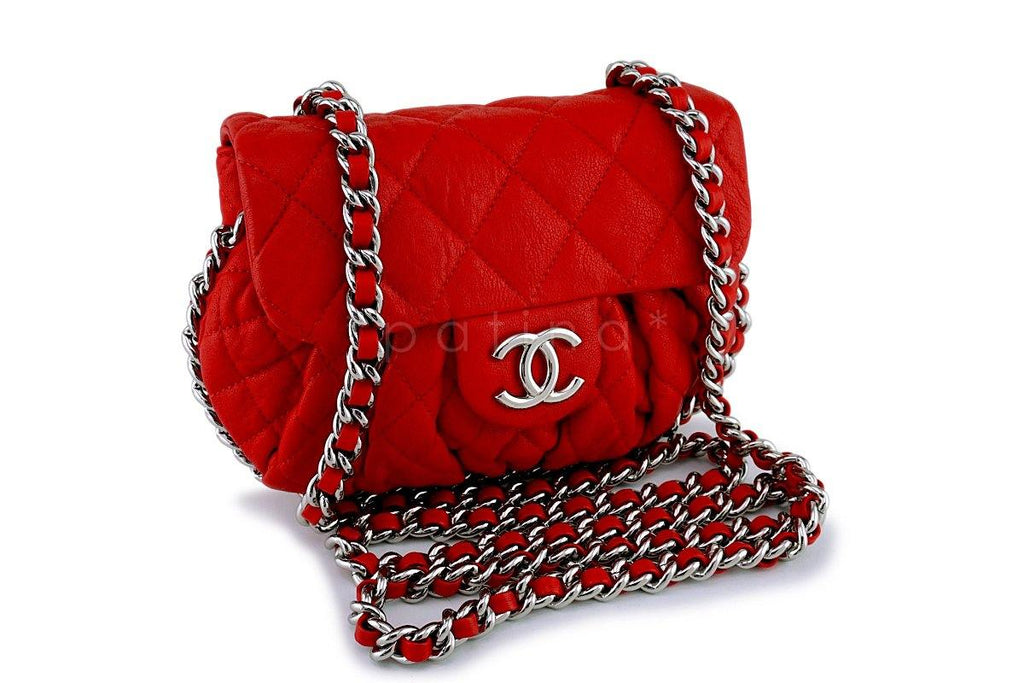 Chanel Red Mini Chain Around Crossbody Flap Bag SHW