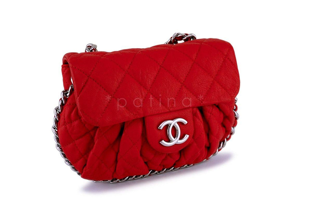 Chanel Red Mini Chain Around Crossbody Flap Bag SHW