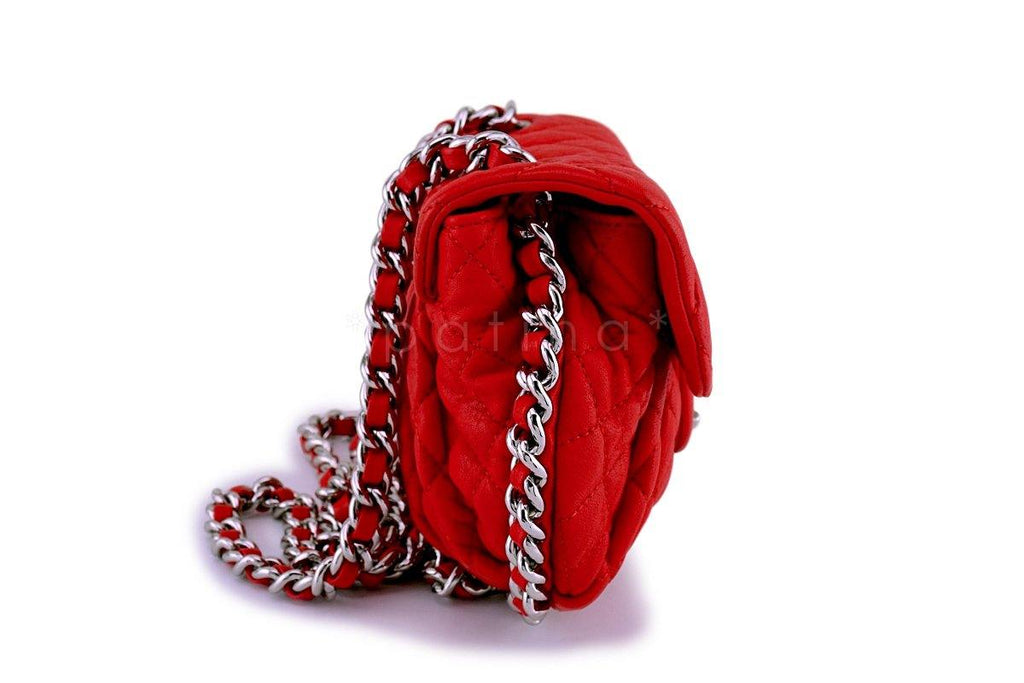 Chanel Red Mini Chain Around Crossbody Flap Bag SHW