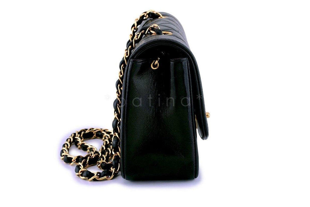 Chanel Vintage Black Lambskin Small Diana Flap Bag 24k GHW