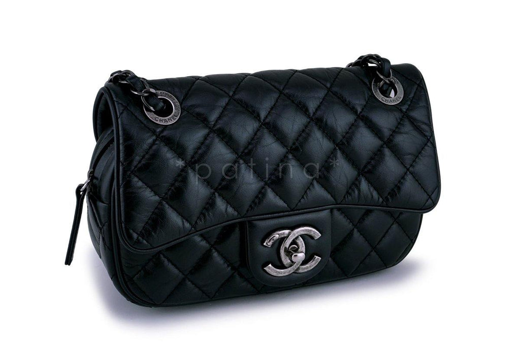 Chanel Black Aged Calfskin Small/Mini Easy Flap Bag RHW