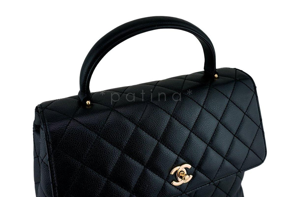 Chanel Vintage Caviar Black Classic Kelly Flap Bag 24k GHW