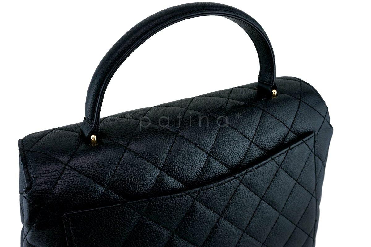 Chanel Vintage Caviar Black Classic Kelly Flap Bag 24k GHW