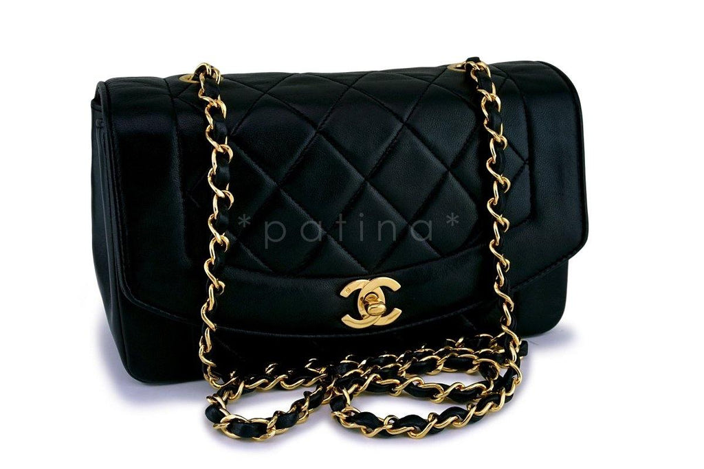 Chanel Vintage Black Small Classic Diana Flap Bag 24k GHW