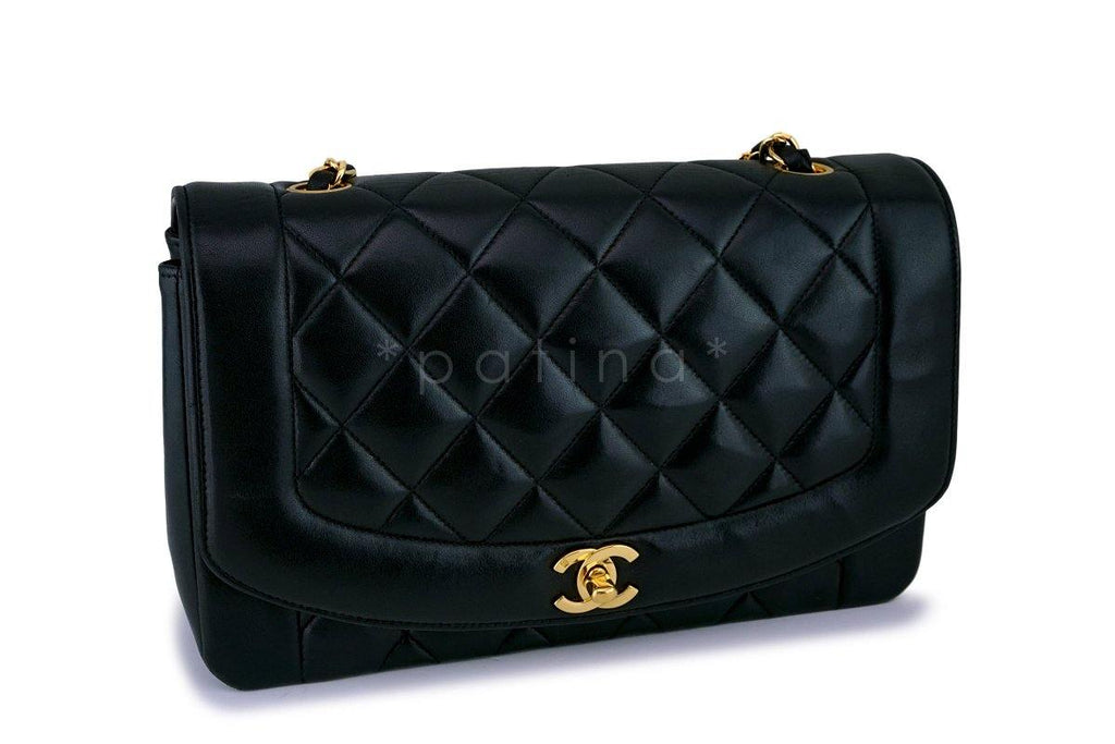 Chanel Vintage Black Medium Classic Diana Flap Bag 24k GHW