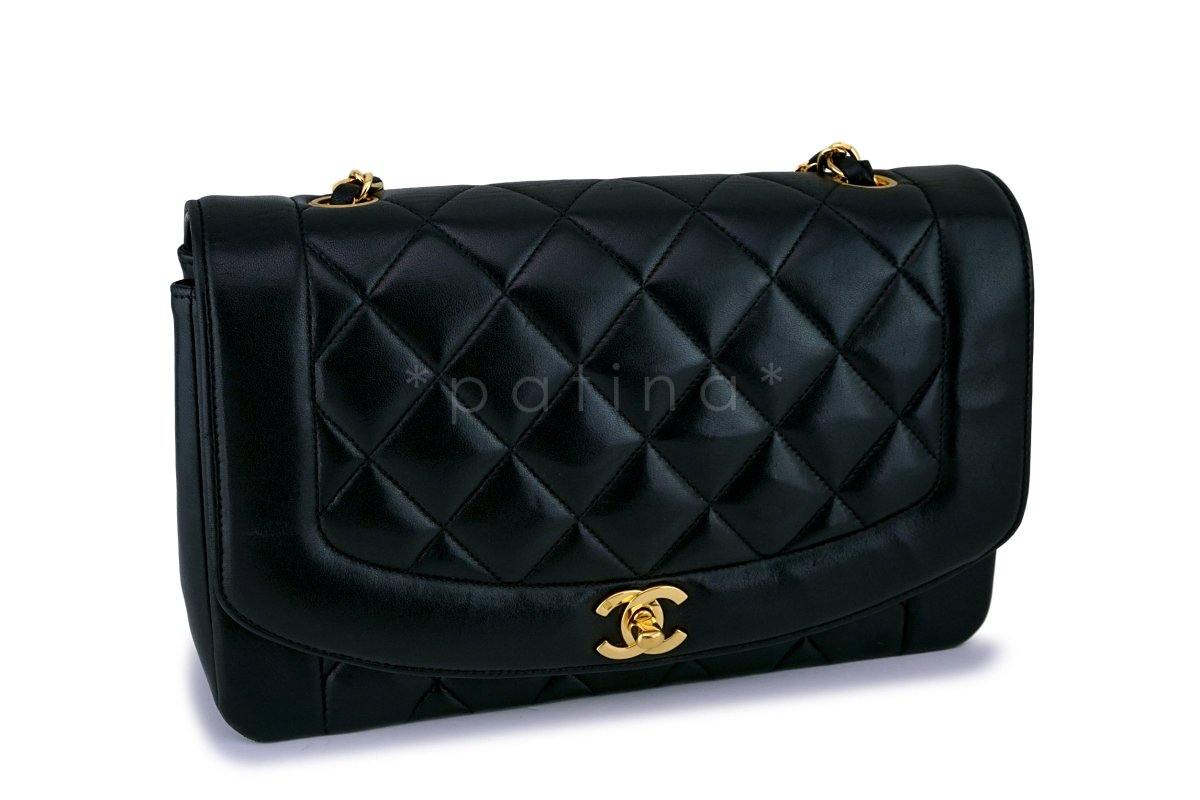 Chanel Vintage Black Medium Classic Diana Flap Bag 24k GHW