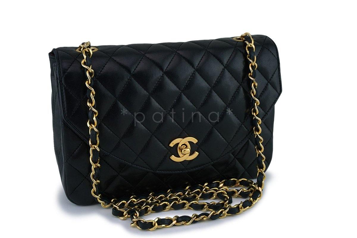 Chanel Vintage Black Lambskin Rounded Quilted Flap Bag 24k GHW