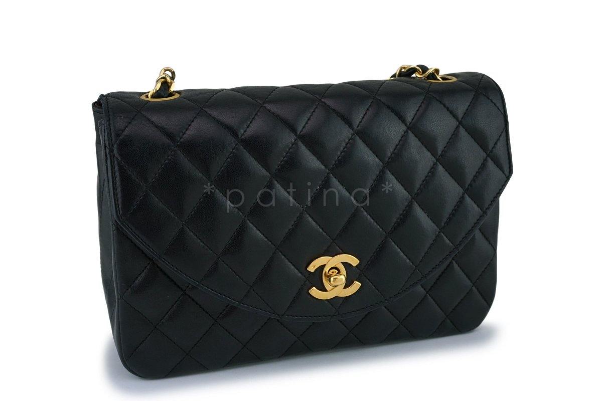 Chanel Vintage Black Lambskin Rounded Quilted Flap Bag 24k GHW