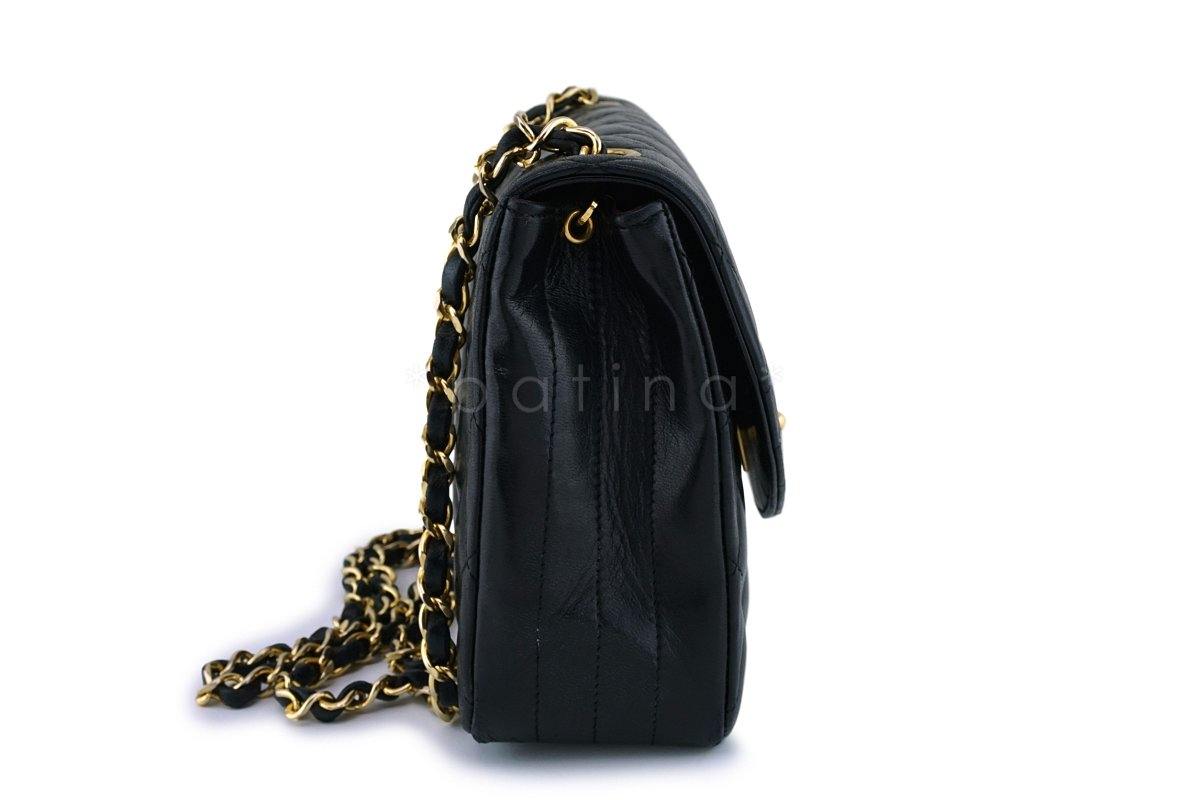 Chanel Vintage Black Lambskin Rounded Quilted Flap Bag 24k GHW