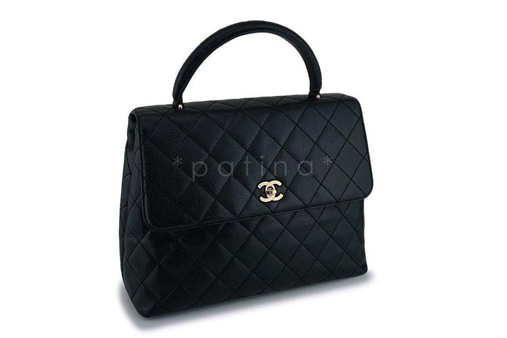 Chanel Black Caviar Kelly Flap Tote Bag 24k GHW