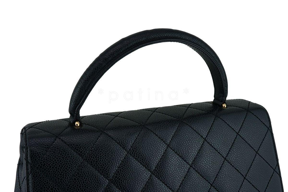 Chanel Black Caviar Kelly Flap Tote Bag 24k GHW